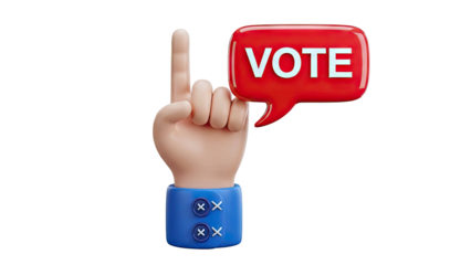 3D Hand with "VOTE" Speech Bubble