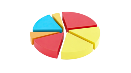 Colorful 3D Pie Chart with Separated Slices on White Background
