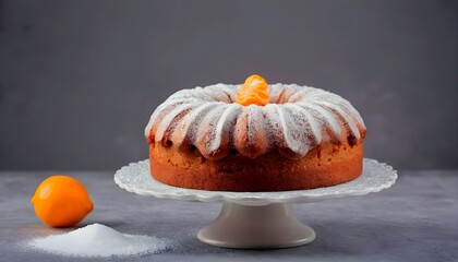 Easter cake garnished with sugar on a gray background, created wth generative ai