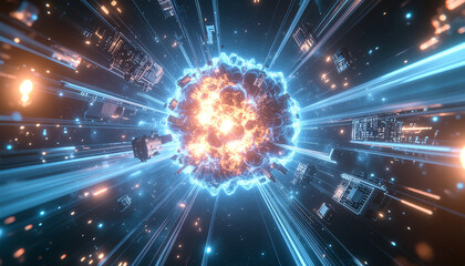 Zero Gravity Tech Debris Explosion