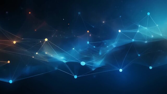 Abstract blue technology background featuring glowing digital stars and futuristic light lines representing a cosmic energy explosion in a science design illustration