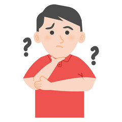 Vector illustration of a man wondering with question marks