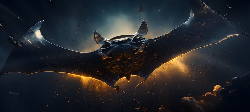 silhouette of manta birostris,generative AI