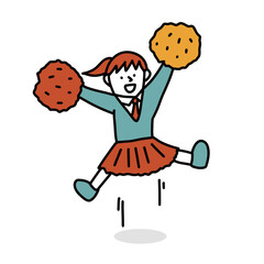 応援するチアガールの女の子のイラスト