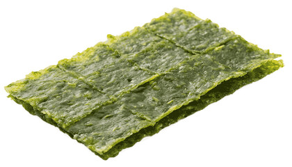 Seaweed snack sheet crisp texture, isolated on white background