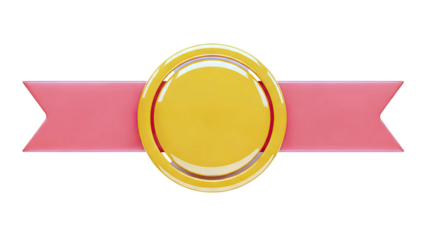 Blank Orange Medal with Red Ribbon