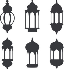 Set of Traditional Lanterns Silhouettes , lantern, silhouette, traditional, design, lamp, light, 