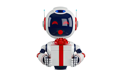 Friendly Robot Offering a Gift Box