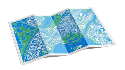 Abstract City Map with Water Features and Parks