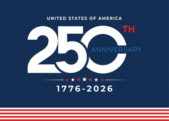 250th Years Anniversary of united states Celebration Colorful in flat Design banner background