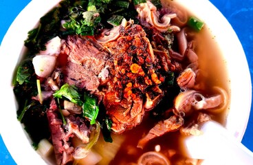 Chinese  lamb soup in bowl, Chiangmai Thailand.