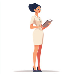 Professional nurse holding a clipboard and looking attentive