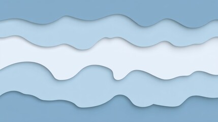 Abstract paper cut design of flowing layers in varying shades of blue