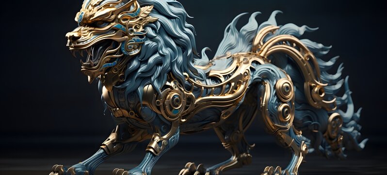 realistic photo of a glossy qilin,generative AI