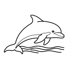 Fototapeta premium Silhouette vector illustration of a dolphin swimming isolated on a white background