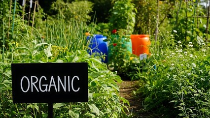 Organic Garden with Sign