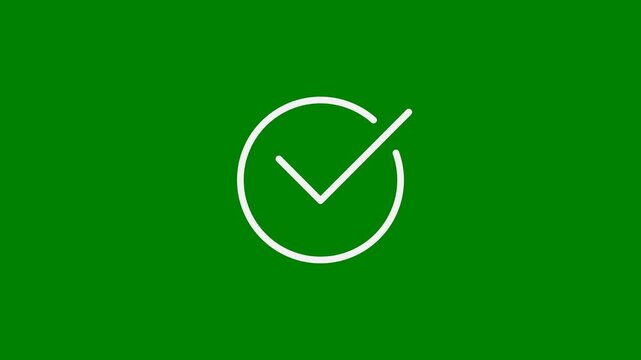 Check mark tick mark minimal animation motion graphics on a solid green background
