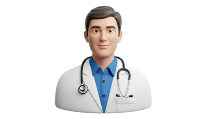 Cartoon Doctor Wearing Stethoscope and Lab Coat