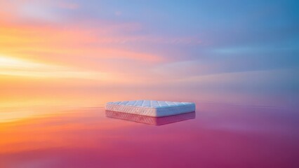 Sunset over pink lake