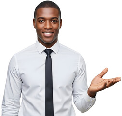 [Generative AI] 설명 제스처를 하는 흑인 남성 비즈니스 전문가