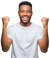 [Generative AI] 주먹을 들어 올리고 환하게 웃는 흑인 남성