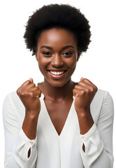 [Generative AI] 주먹을 불끈 쥐고 미소 짓는 흑인 여성