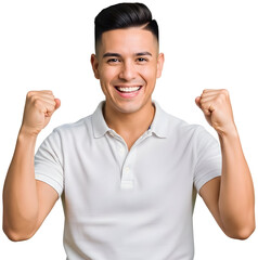 [Generative AI] 주먹을 불끈 쥐고 미소 짓는 남성