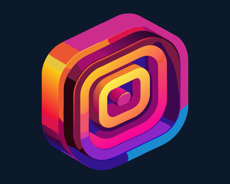 3D Abstract Cuboidal Structure with Colorful Gradient and Layered Geometric Shapes &ndash; Futuristic Digital Art