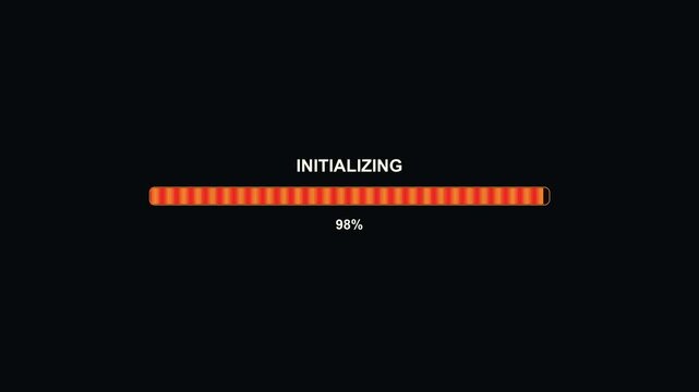 A progressbar animation displays the status of loading content for a video creator during streaming. The text shows INITIALIZING with a current percentage of 0.
