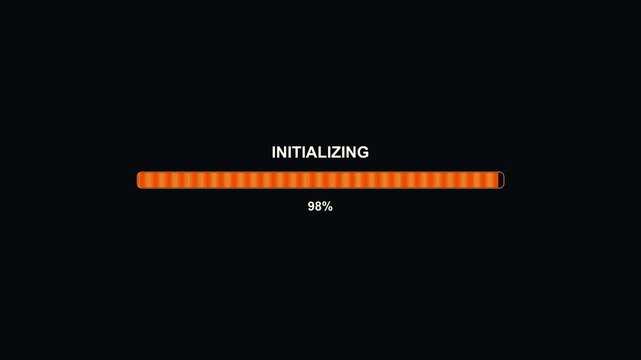 Progress bar shows animation for streamer or video creator. The status reads initializing with a ninety nine percent fill, indicating a pending process or loading stage.