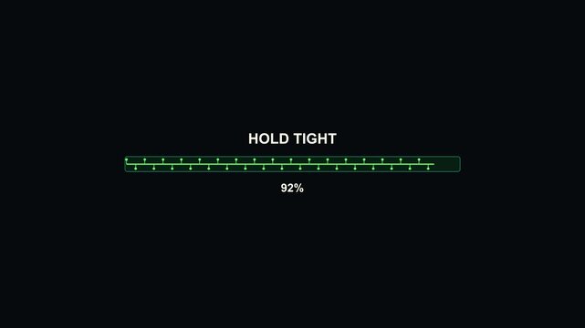 The animation shows a progress bar with a message to hold tight. The loading status indicates zero percent as viewers wait for content. This is common in streaming and video creation.