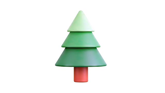 3D Cartoon Christmas Tree Icon - Powered by Adobe
