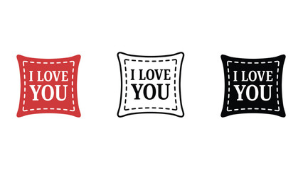 Three colorful pillows with I love you messages on them