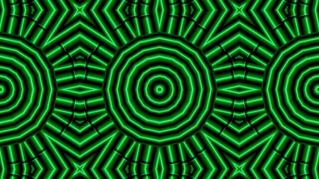 Dark green bamboo geometric kaleidoscope pattern seamless loop animation. Abstract hypnotic motion.