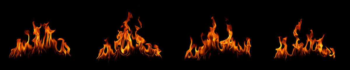 Fototapeta premium A solitary, bright orange flame against a black background represents heat and vibrant, moving energy in the design. The effect is an explosion of power, danger, and an abstract background.