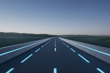 Empty highway stretching through serene countryside