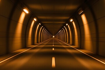 Illuminated tunnel pathway with symmetrical lighting