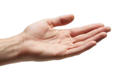 Human hand open palm Isolated on Transparent Background