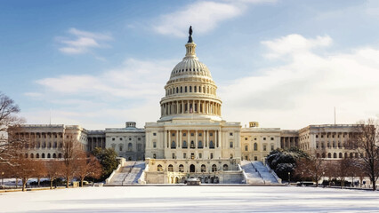 United States Capitol Building in Winter.