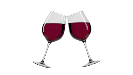 Two glasses of red wine toasting