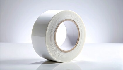 Roll of White Duct Tape on a White Surface.