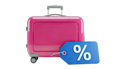 Pink Suitcase with Percentage Discount Tag