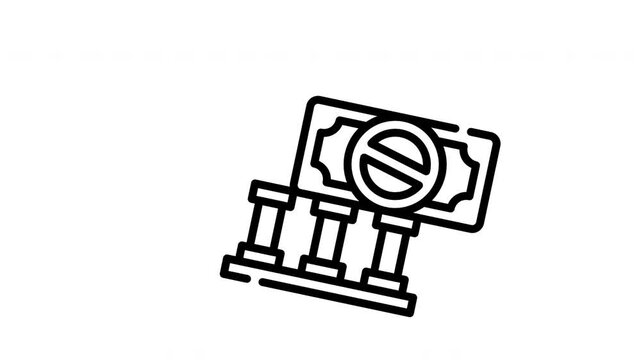 No money or ban on financial institution icon symbolizing restriction, financial crisis, economic downturn. Suitable for financerelated designs, articles, presentations.
