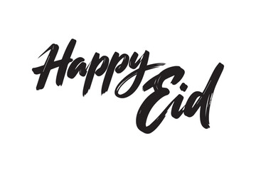 Obraz premium Happy eid greeting in elegant calligraphy isolated on transparent background