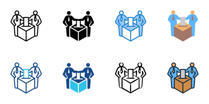 Poll Worker icons set multiple style collection. Editable stroke 
