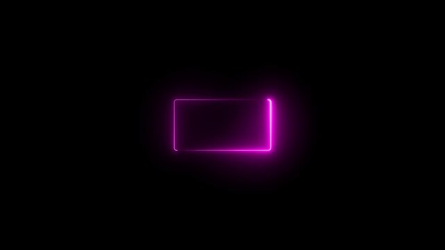 rectangle frame icon animation glowing neon red and blue color bordar frame display box round shape retro screen photo frame rotation seamless footage line movement on black background 4k video,.