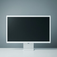 Modern computer monitor on white desk in minimalist office space