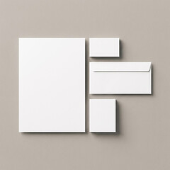 Blank white business stationery set on gray background
