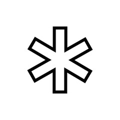 Obraz premium Asterisk line icon with clean outline style, ideal for UI, web interface, typography symbols, buttons, alerts, and modern digital product design.