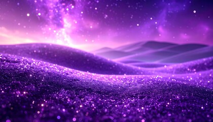 Enchanting Purple Landscape - A Dreamy Scene of Rolling Hills and Sparkling Sky.